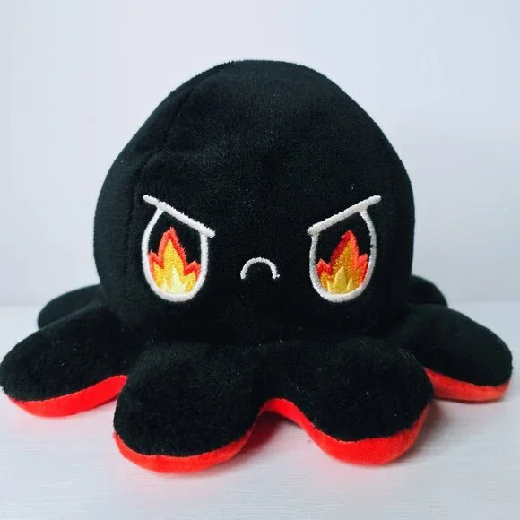 TeeTurtle - The Original Reversible Mood Octopus (Angry Red + Rage Black) - Picture 2 of 4